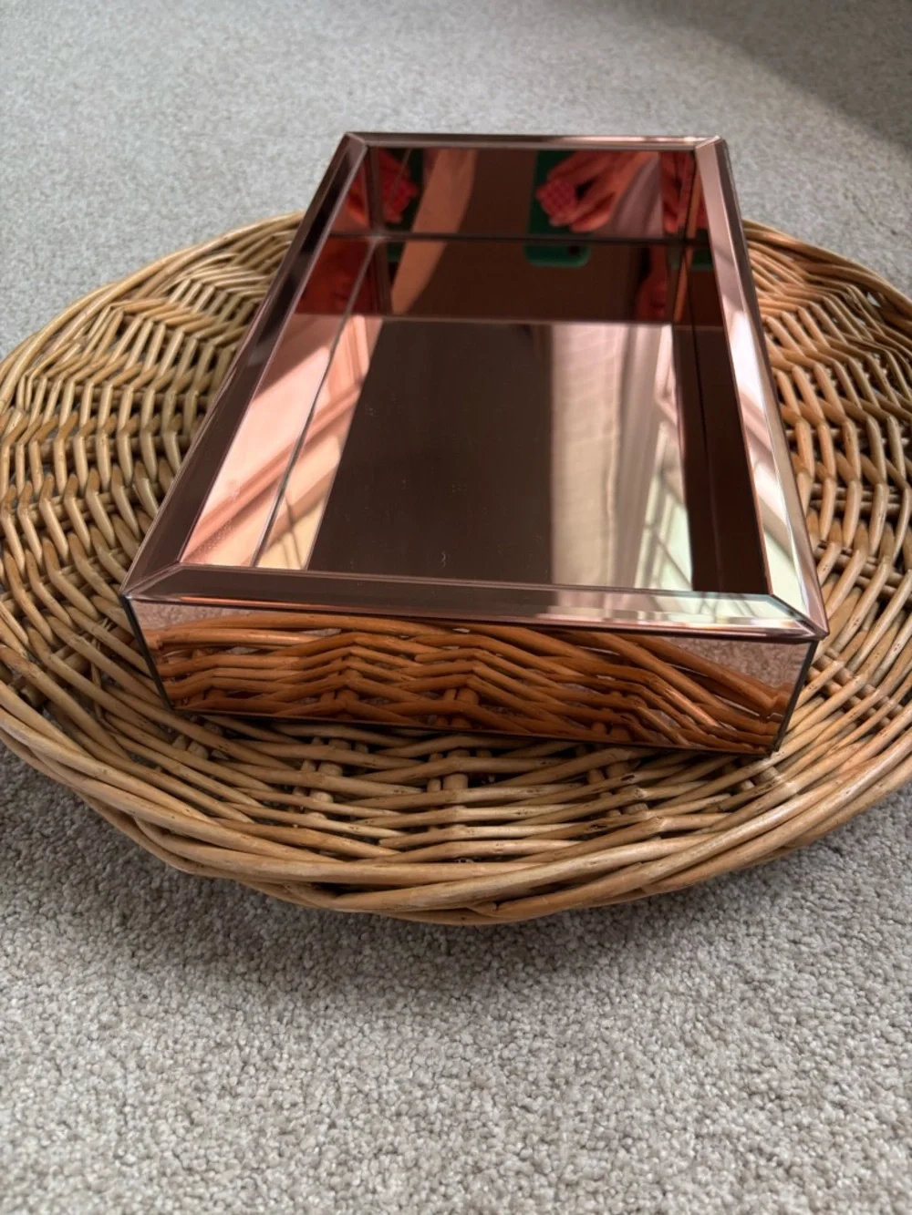 Target Copper Colored Mirrored Felt Lined Heavy Household Tray